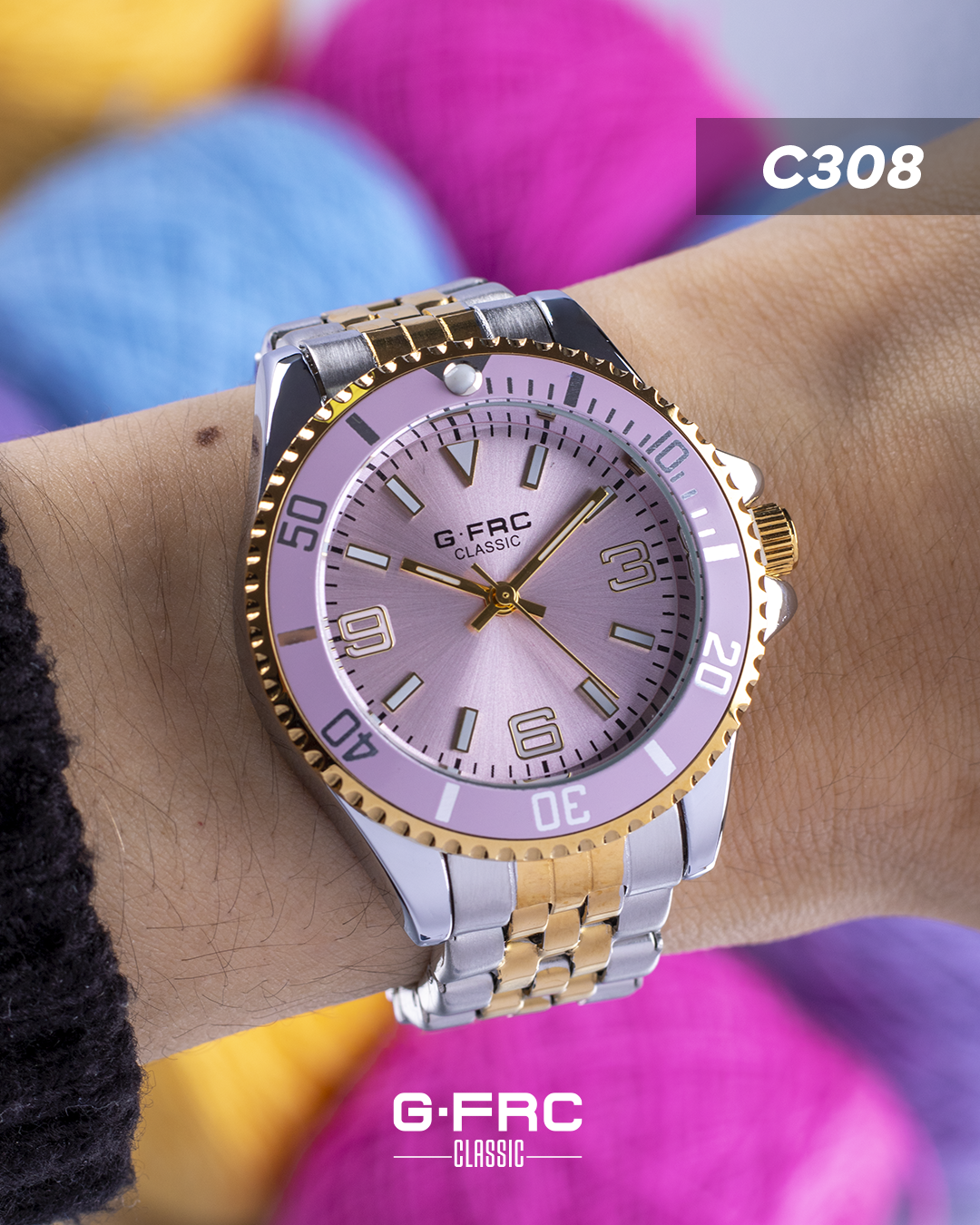 Reloj G-FORCE CLASSIC C-308 con pulso inoxidable para dama