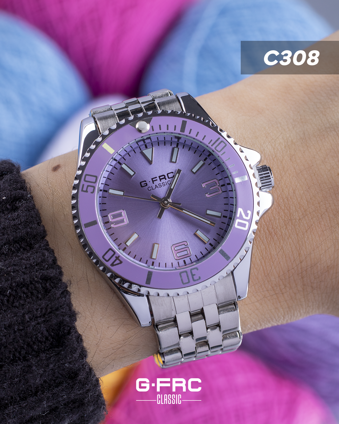 Reloj G-FORCE CLASSIC C-308 con pulso inoxidable para dama