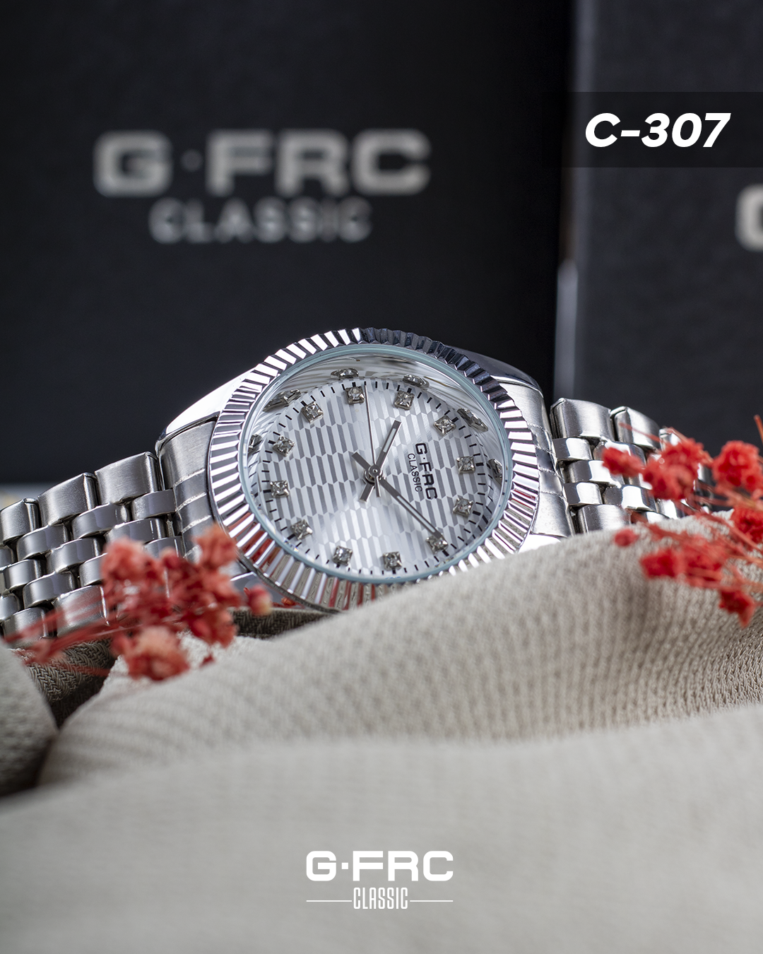 Reloj G-FORCE CLASSIC C-307 con pulso inoxidable para dama