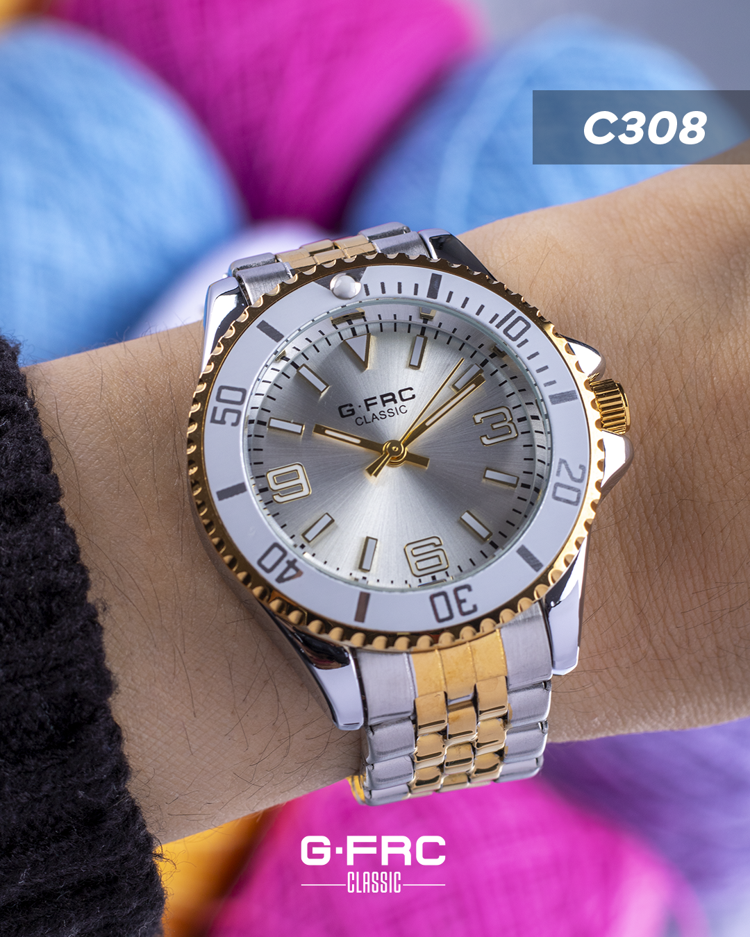 Reloj G-FORCE CLASSIC C-308 con pulso inoxidable para dama